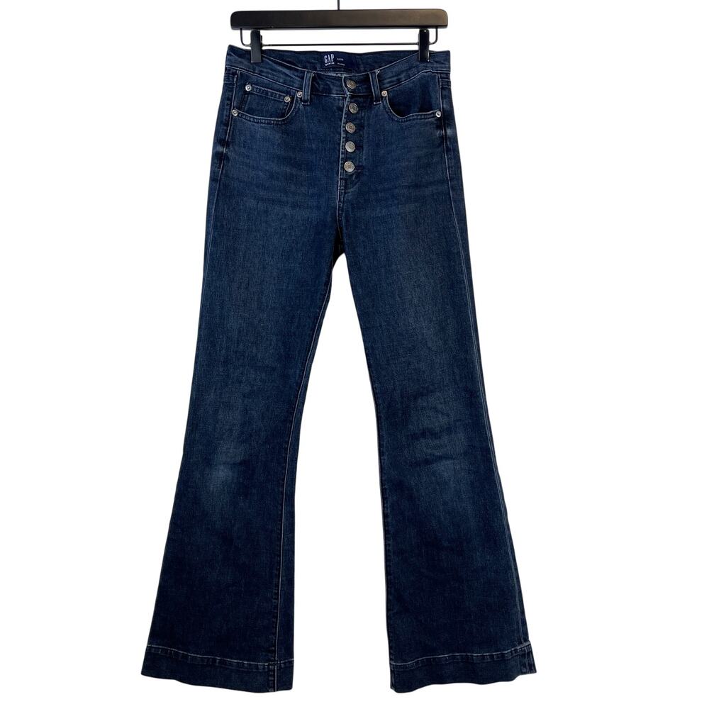GAP Denim 4 27 Flare Button Fly Denim Jeans Stretch 31” Blue